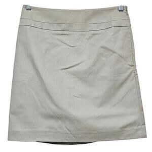 Ann Taylor Loft Skirt Khaki Pencil Back Slit Lined Womens Size 4P Office Neutral